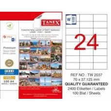 TANEX TW 2037 70X37,125 MM LAZER ETİKET 100 ADET TANEX TW 2037 70X37,125 MM LAZER ETİKET 100 ADET